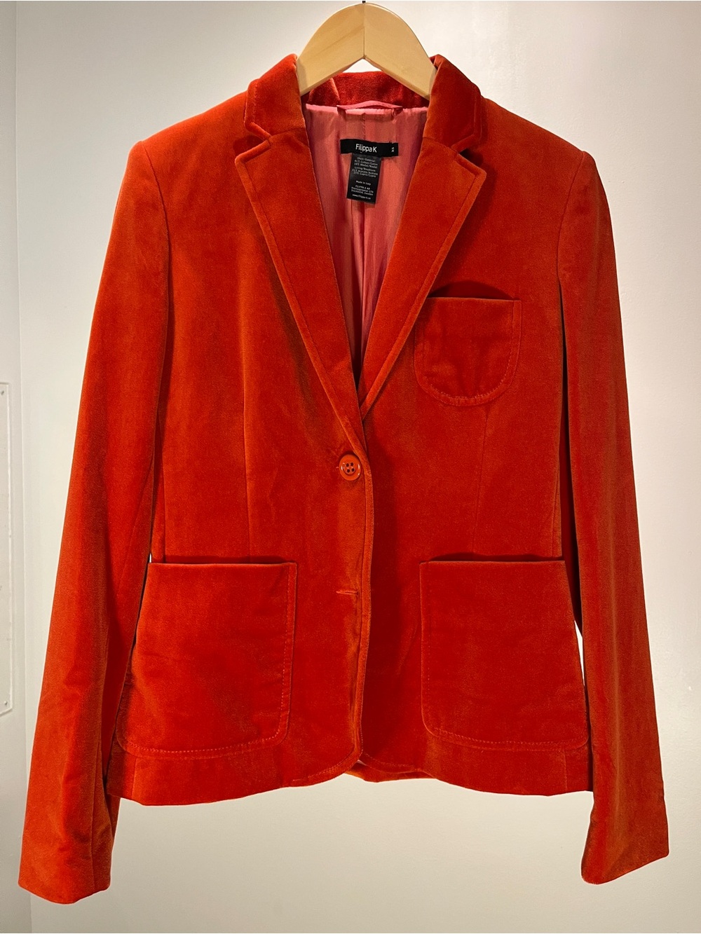 Filippa K Italy Velvet Blazer Orange XS (+Vintage Junk Food Batman Tee)